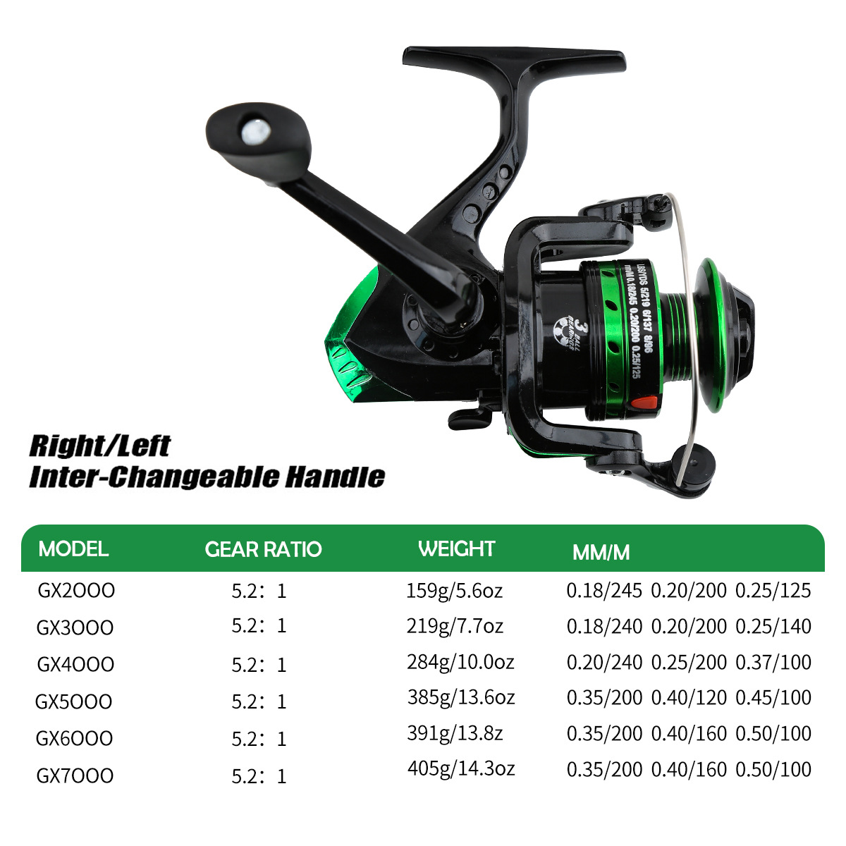 Ice Fishing Reel - Metal Spinning Reel 5.2:1 Gear Ratio