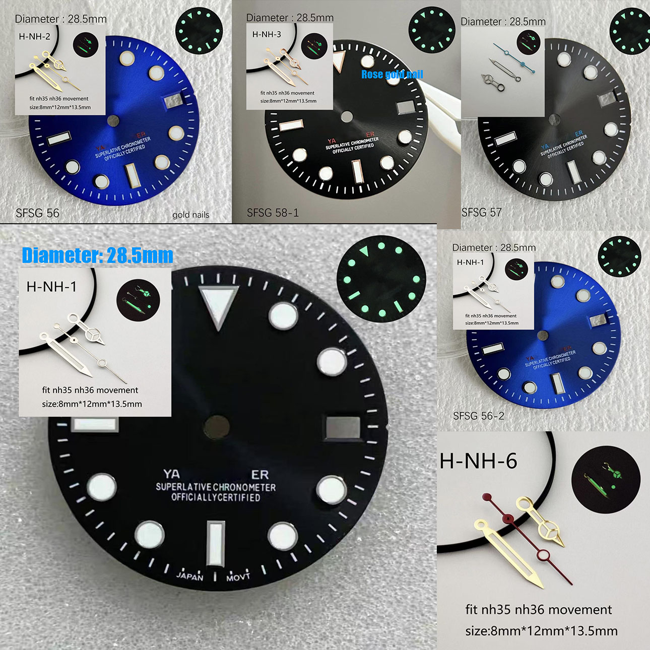 Hot SUB 28.5mm NH35 Green Glow - Reel Case ulasan dan harga