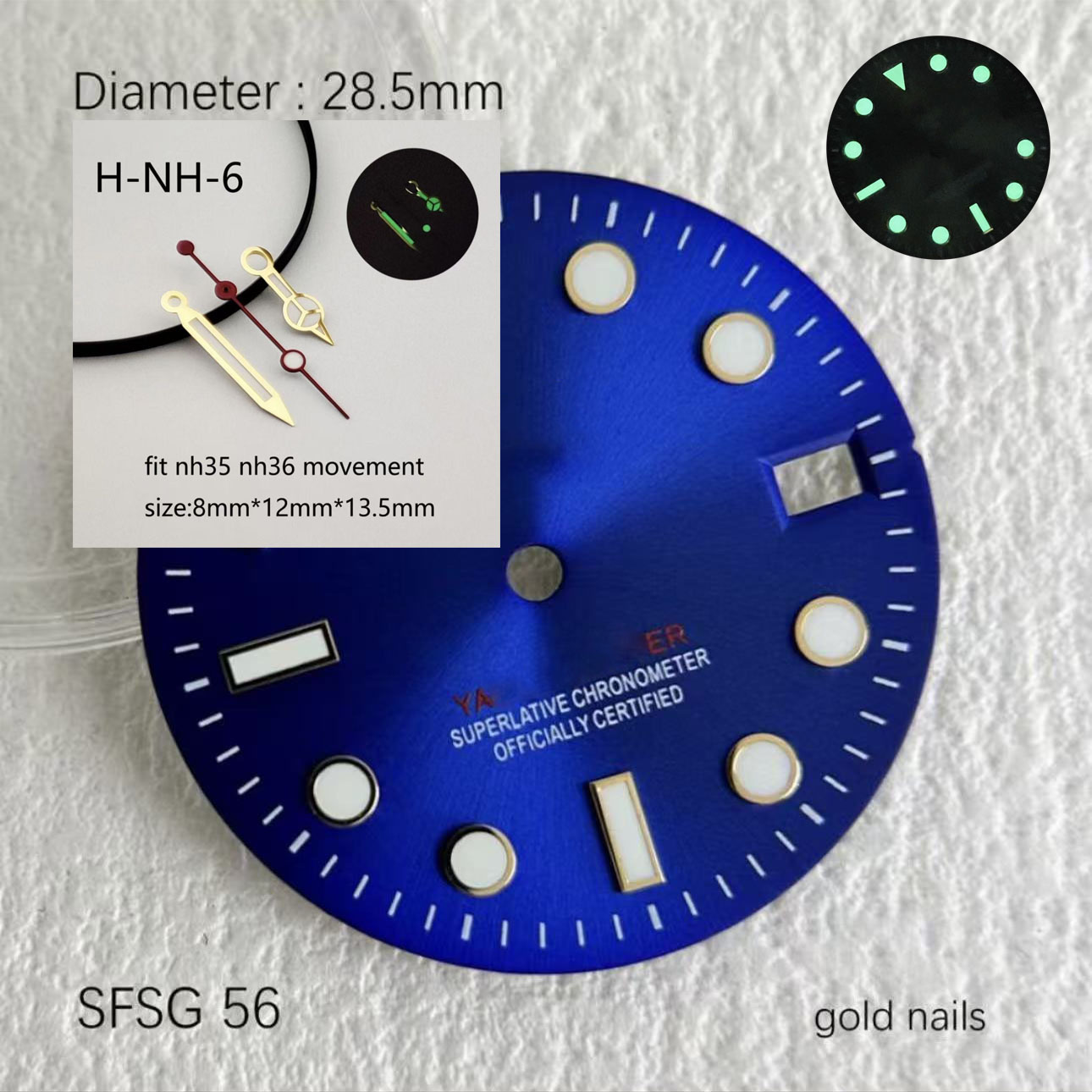 Hot SUB 28.5mm NH35 Green Glow - Reel Case ulasan dan harga